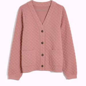 Madewell Resourced Quilted Crop Cardigan Sweatshirt